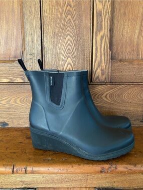 Tretorn 41 10 wedge rubber rain boots ankle boots heel black